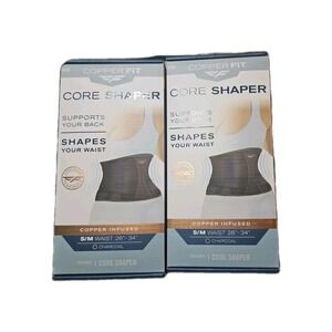 COPPER FIT Core Shaper Women Charcoal S/M Waist 25-34 Copper Infused 2 NIB